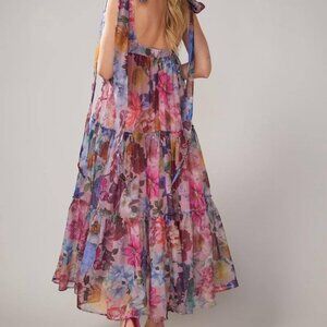 Francesca's Julia Pink Floral Maxi Dress
